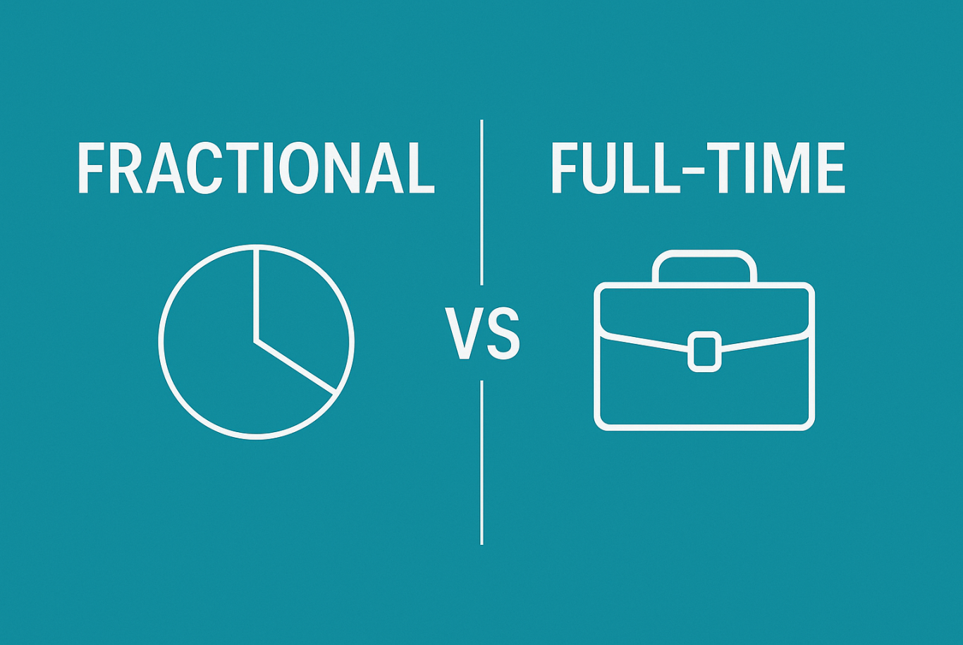 Comparison of fractional work represented by a pie chart and full-time work shown with a briefcase icon.