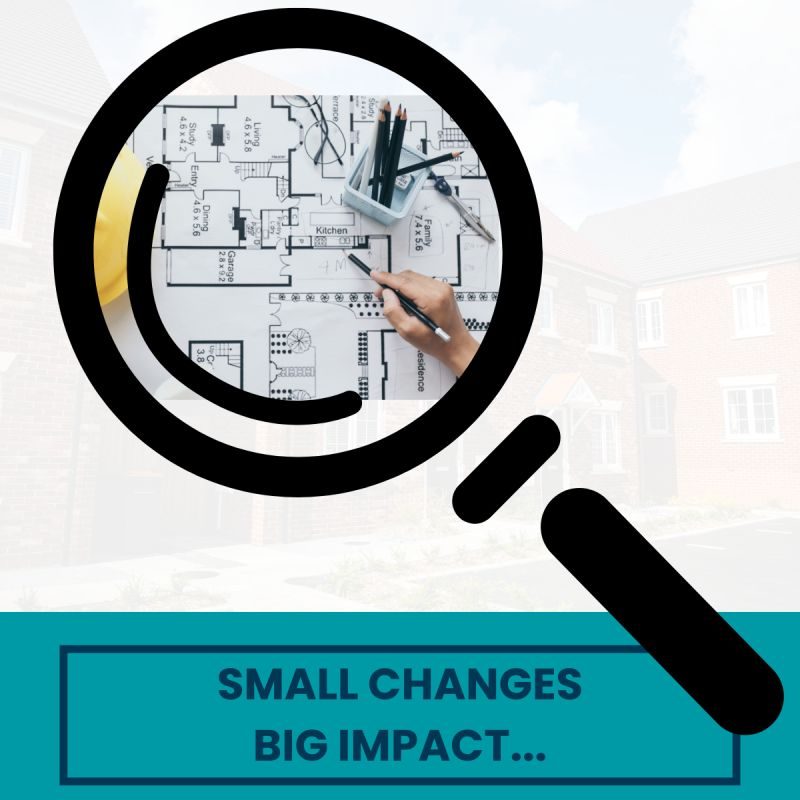 AI generated image. People looking at a UK new homes site - overlaid image of a jigsaw piece with the words "Interim Sales Director" on it