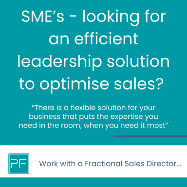 Text promoting leadership solutions for SMEs to optimise sales with a Fractional Sales Director.