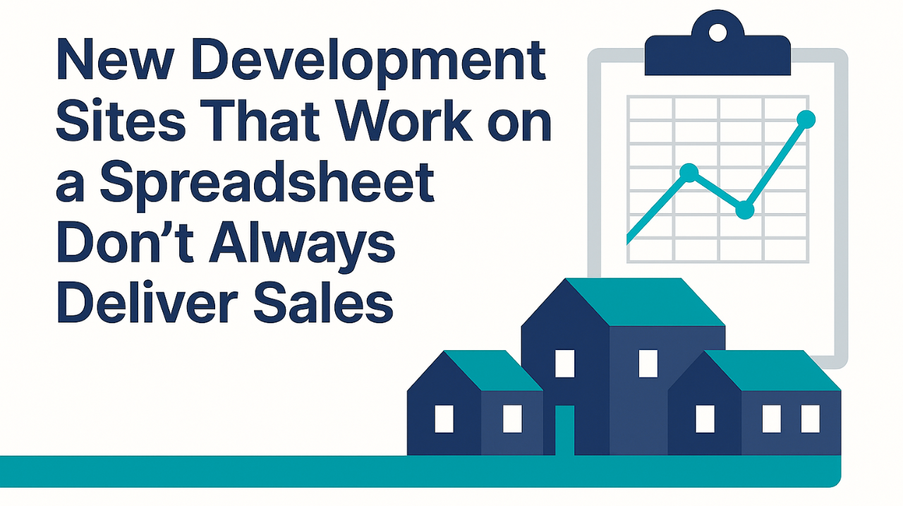 Graphic showing houses and a chart with the text about development sites and sales challenges.